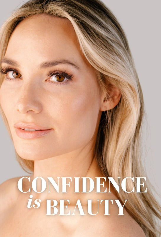 woman with glowing skin, confidence is beauty